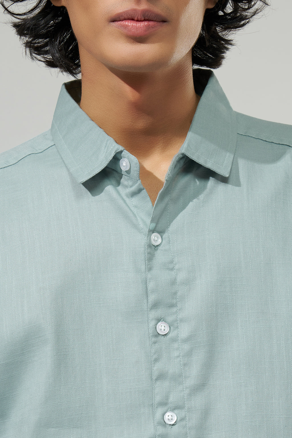 Light Blue Solid Regular Fit Shirt for Men - Image 2