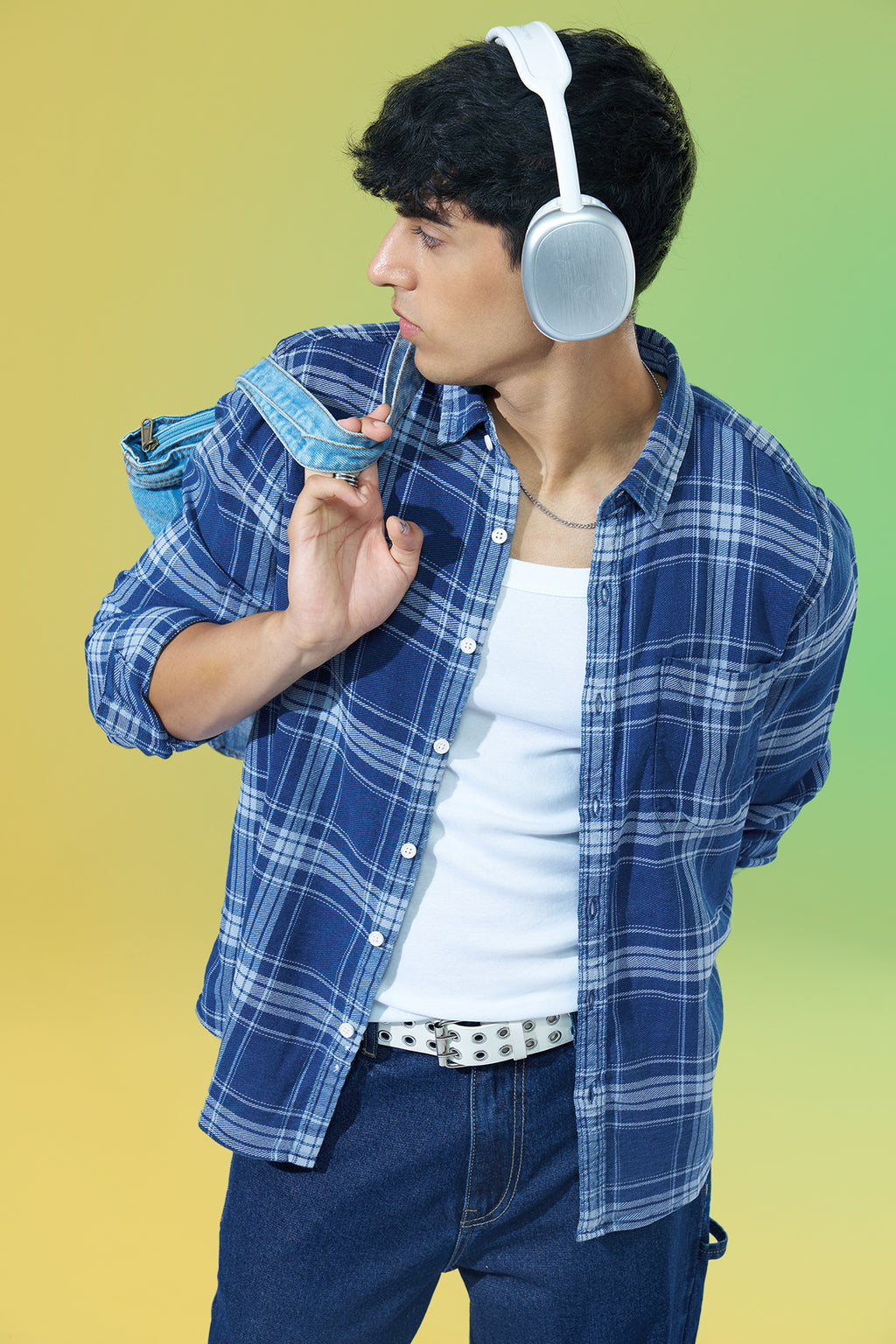 Blue Checked Regular Fit Casual Shirt for Men - Image 1