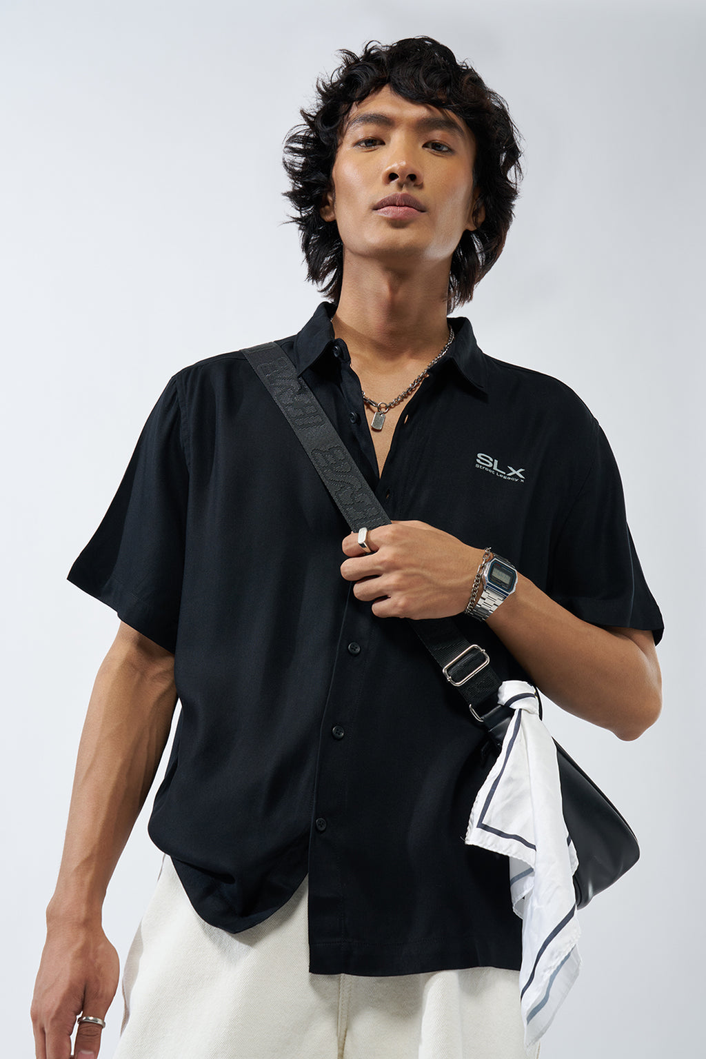 Black Solid Regular Fit Shirt for Men - Image 1