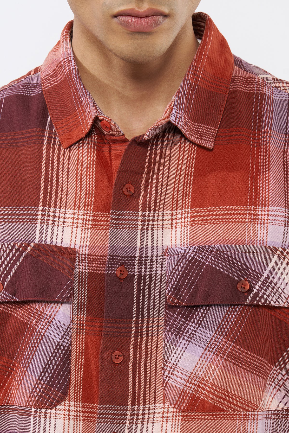 Red Checked Oversized Fit Shirt for Men - Image 3