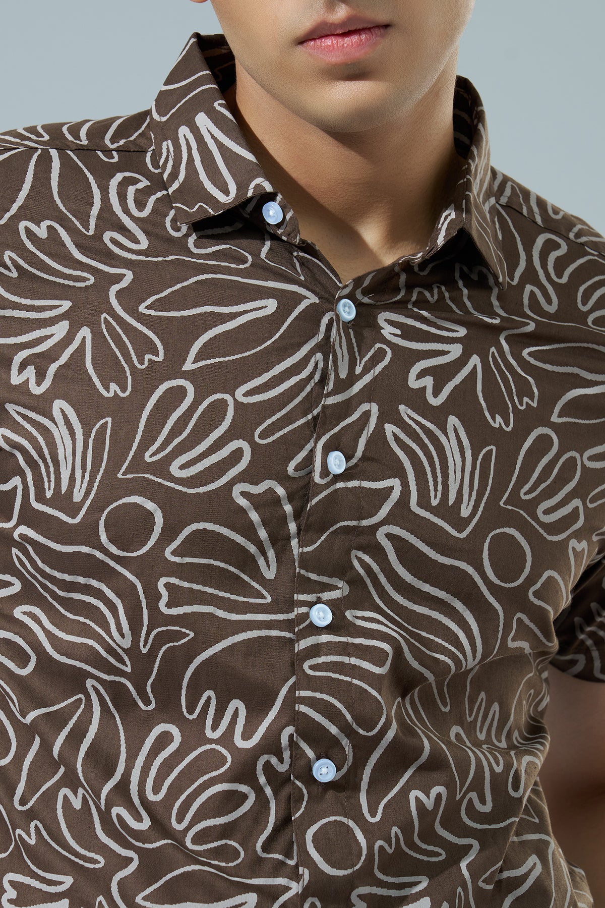 Brown Abstract Printed Regular Fit Casual Shirt for Men - Image 3