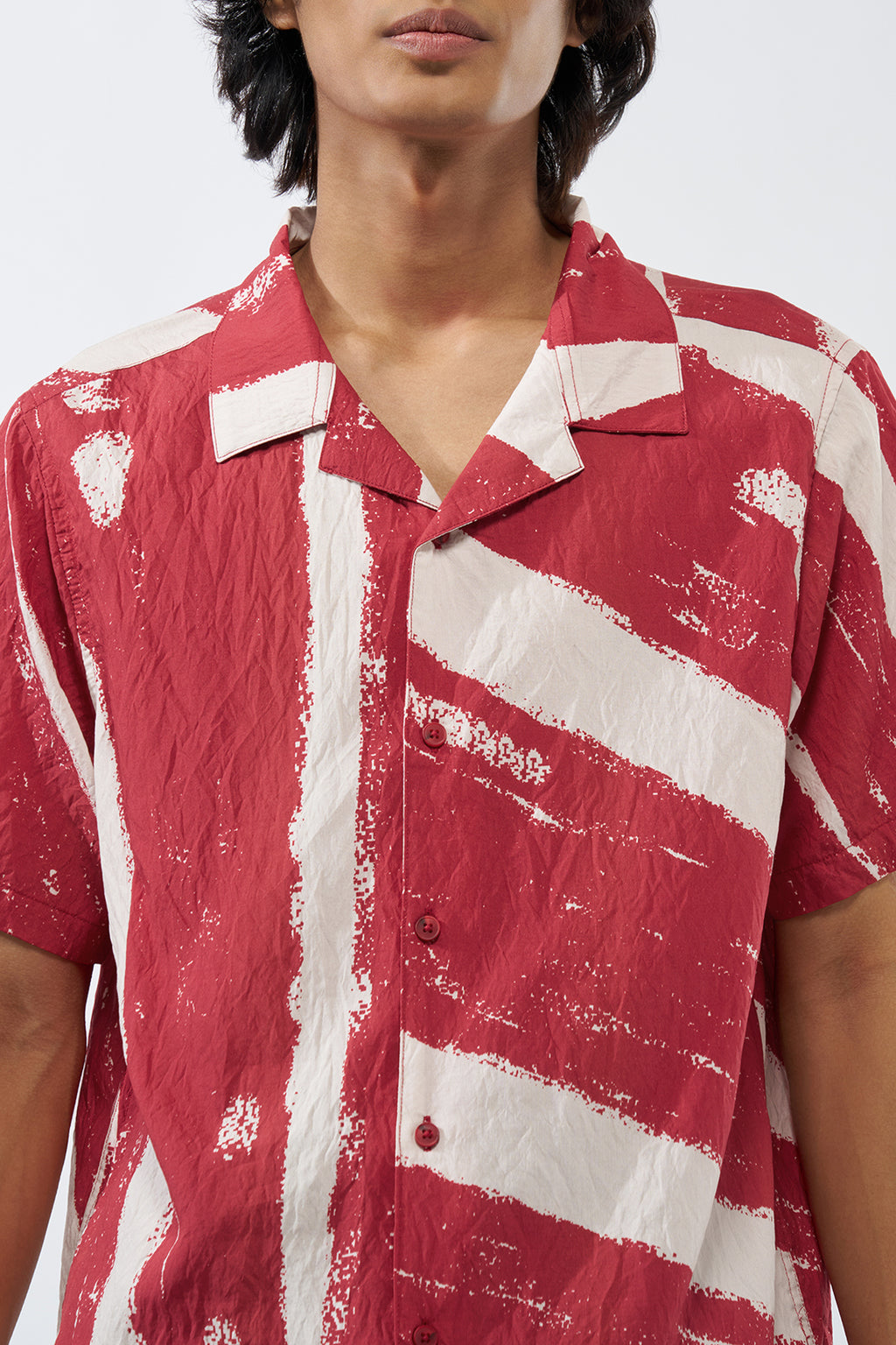Red Tie-Dye Boxy Fit Shirt for Men - Image 3