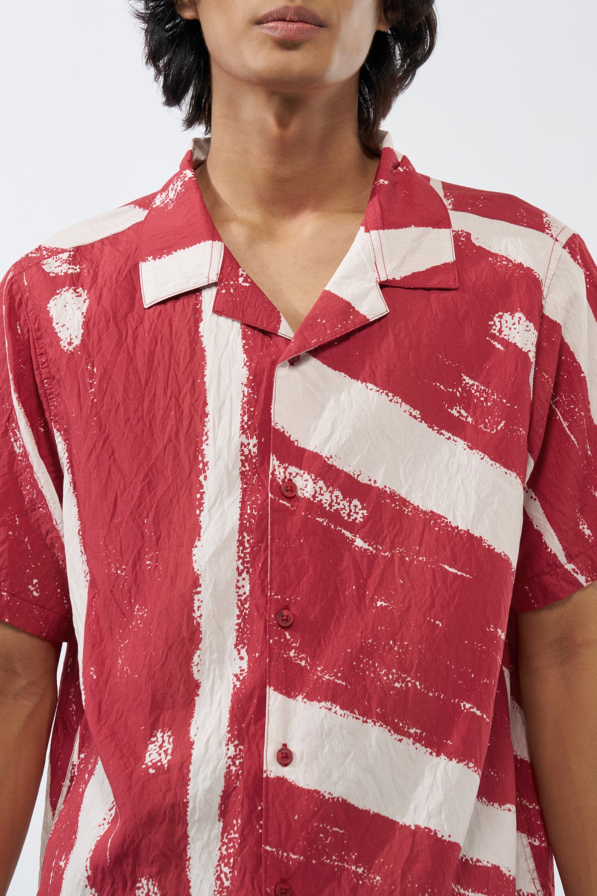Red Tie-Dye Boxy Fit Shirt for Men - Image 3