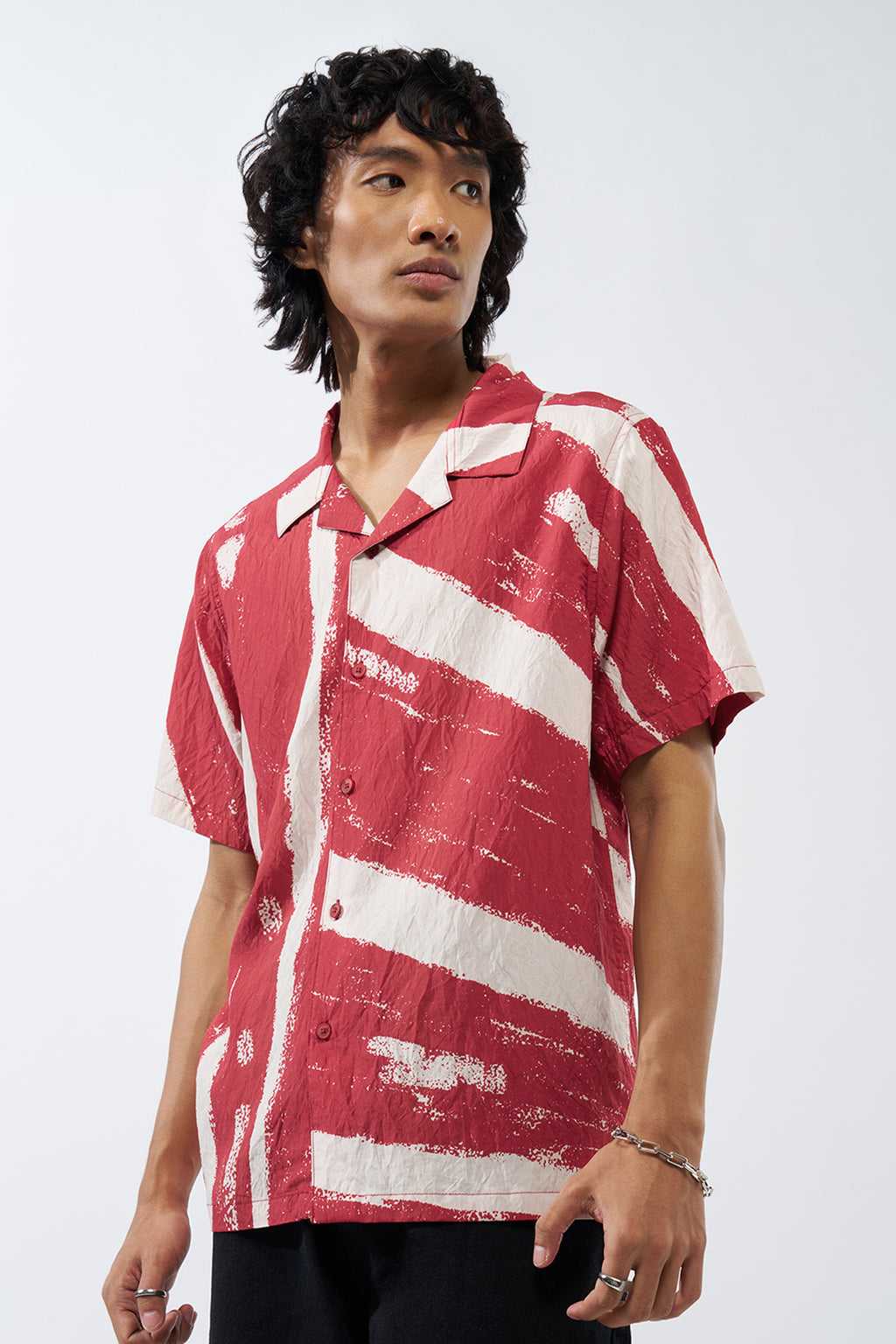 Red Tie-Dye Boxy Fit Shirt for Men - Image 4