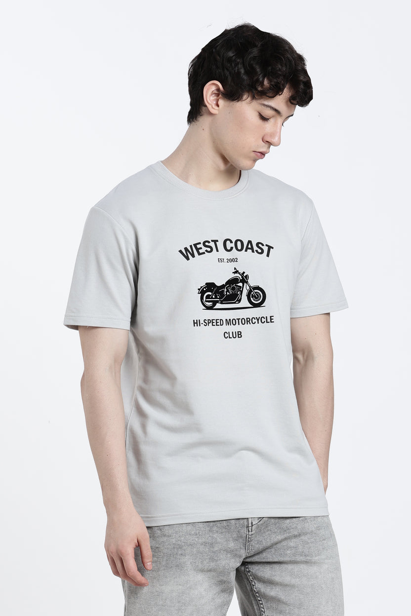 Grey Graphic Regular Fit T-Shirt for Men - Image 2