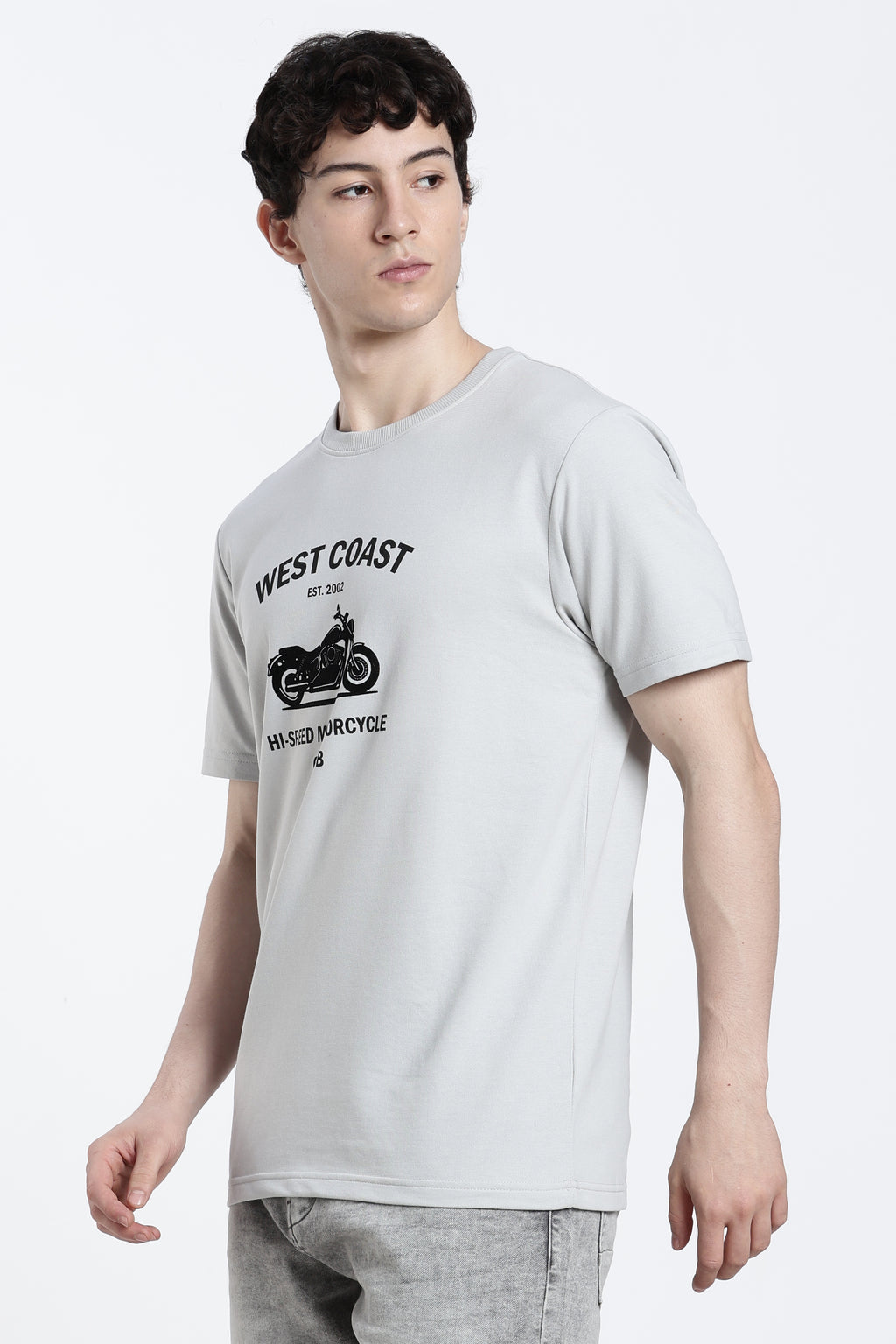 Grey Graphic Regular Fit T-Shirt for Men - Image 4