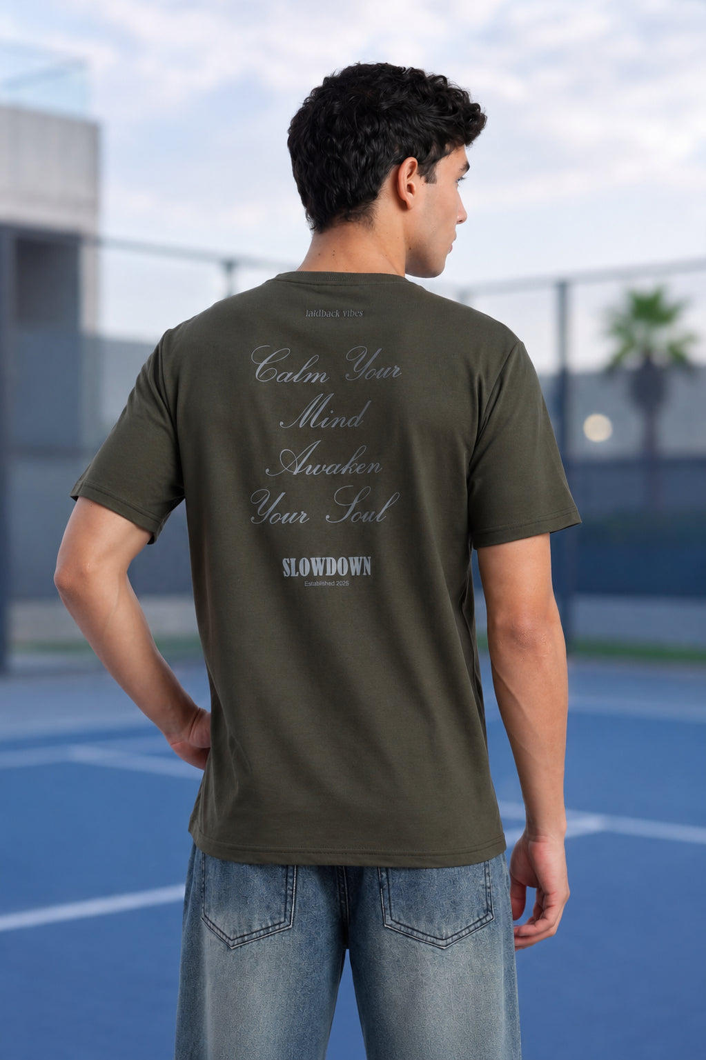Olive Printed Regular Fit T-Shirt for Men - Image 1