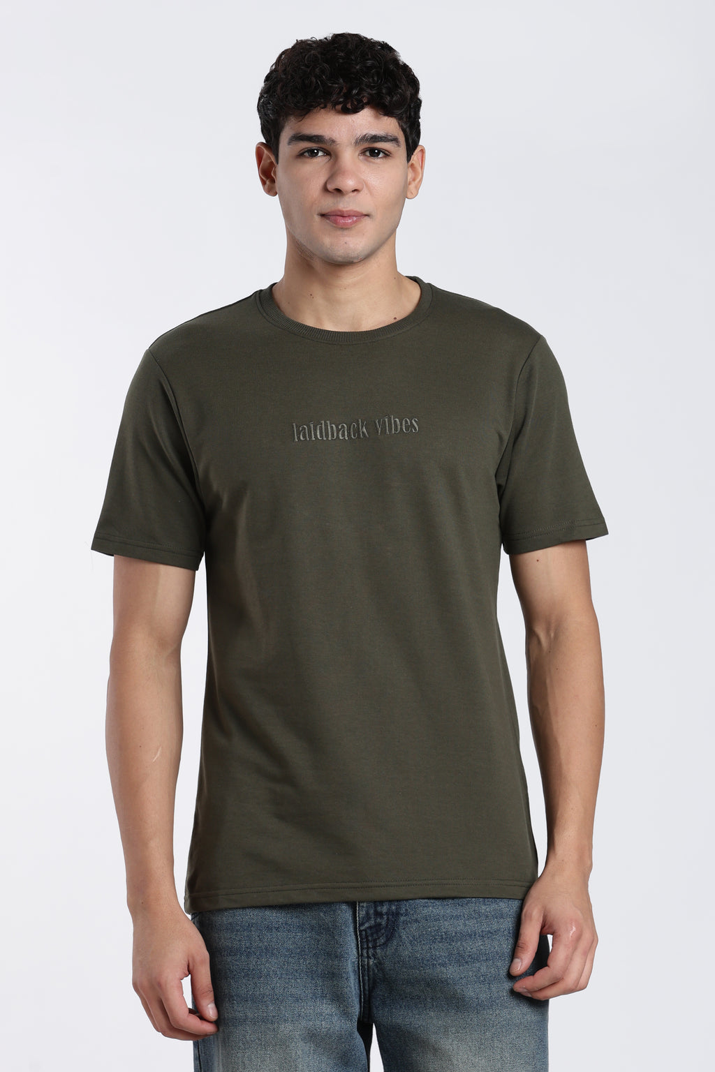 Olive Printed Regular Fit T-Shirt for Men - Image 2