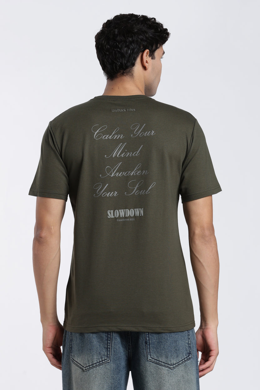 Olive Printed Regular Fit T-Shirt for Men - Image 5