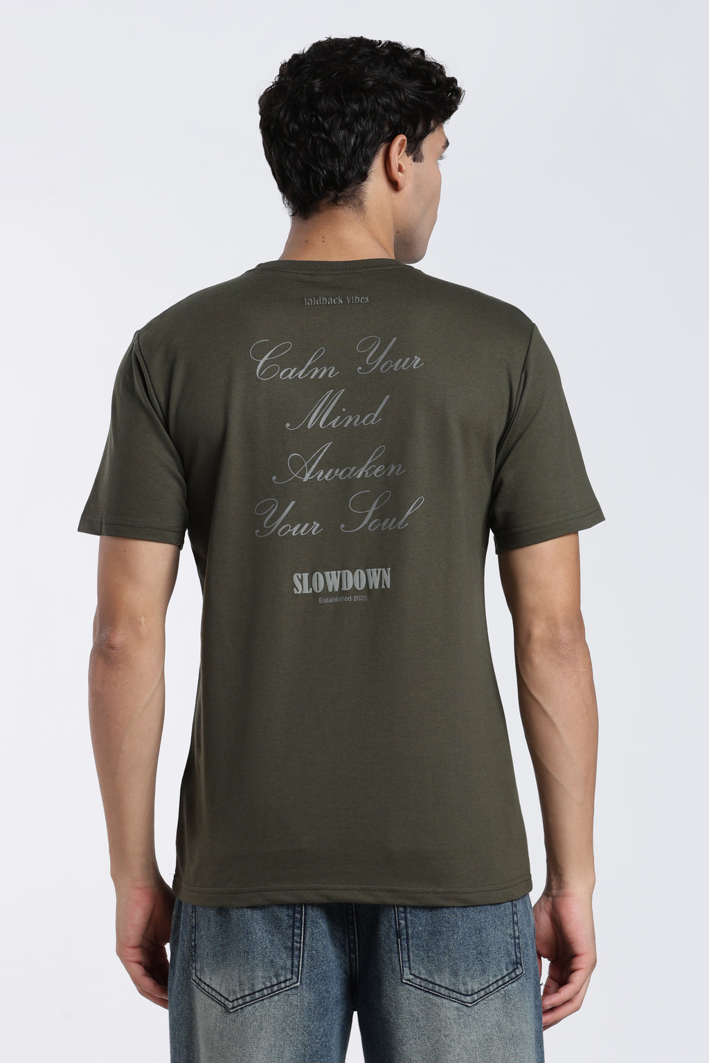 Olive Printed Regular Fit T-Shirt for Men - Image 5