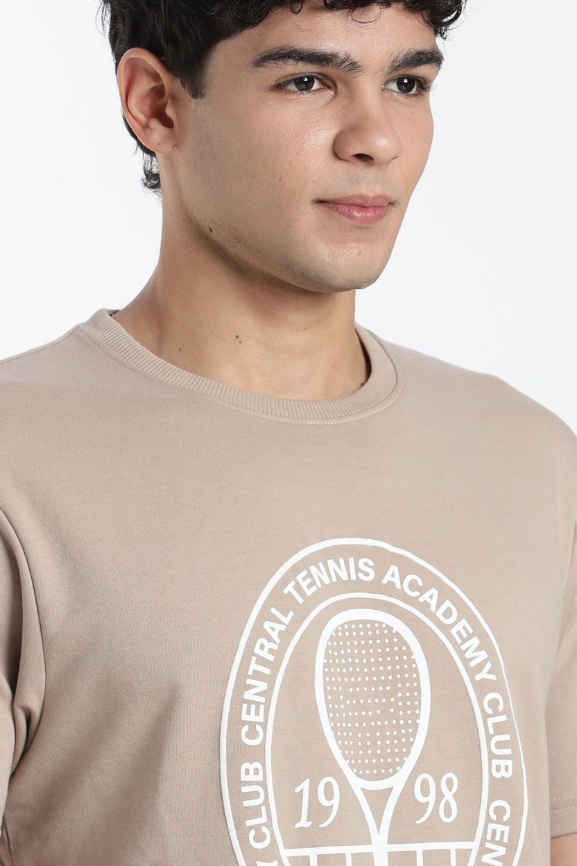Taupe Graphic Printed Regular Fit T-Shirt For Men - Image 3