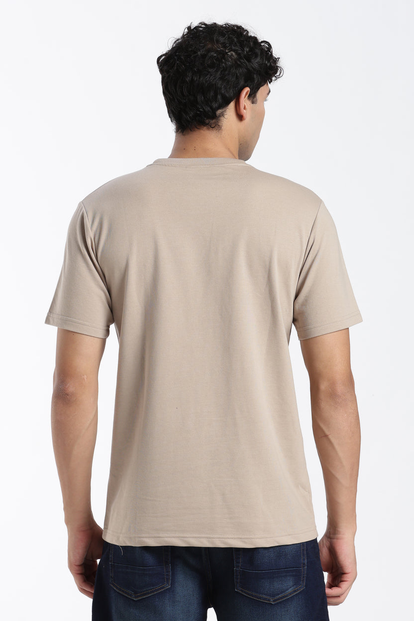 Taupe Graphic Printed Regular Fit T-Shirt For Men - Image 5