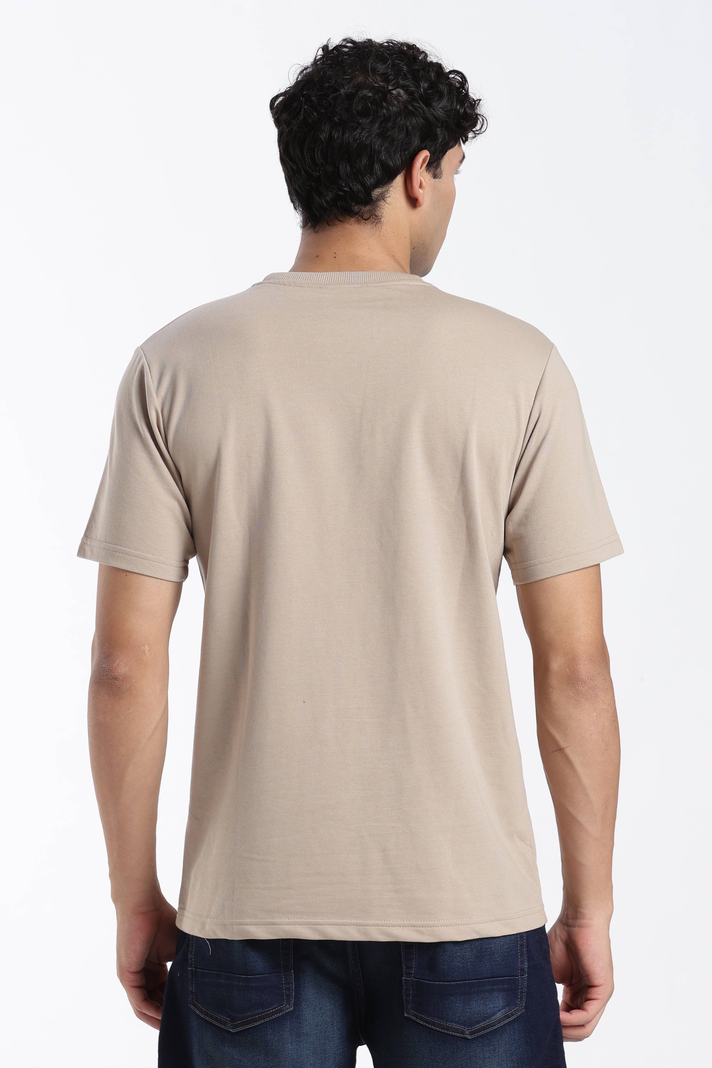 Taupe Graphic Printed Regular Fit T-Shirt for Men - Image 5