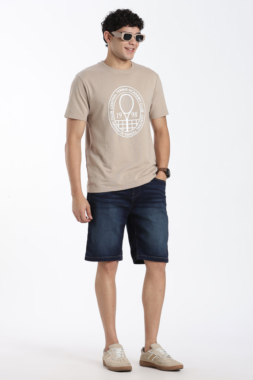 Taupe Graphic Printed Regular Fit T-Shirt For Men - Image 6