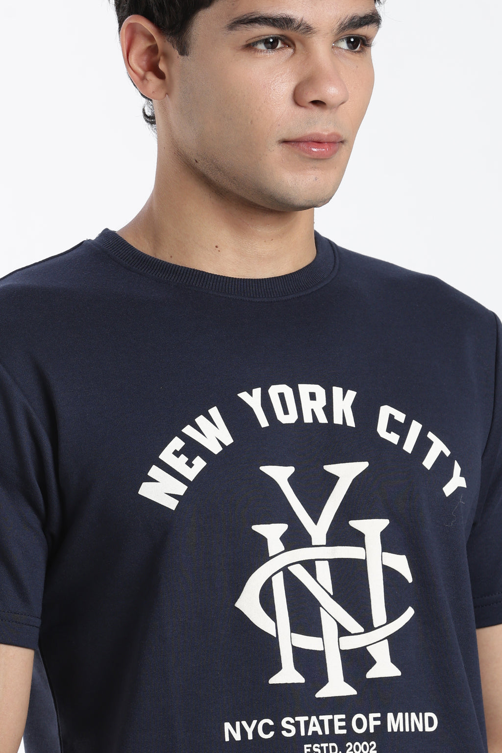 Navy Typographic Regular Fit T-Shirt for Men - Image 7