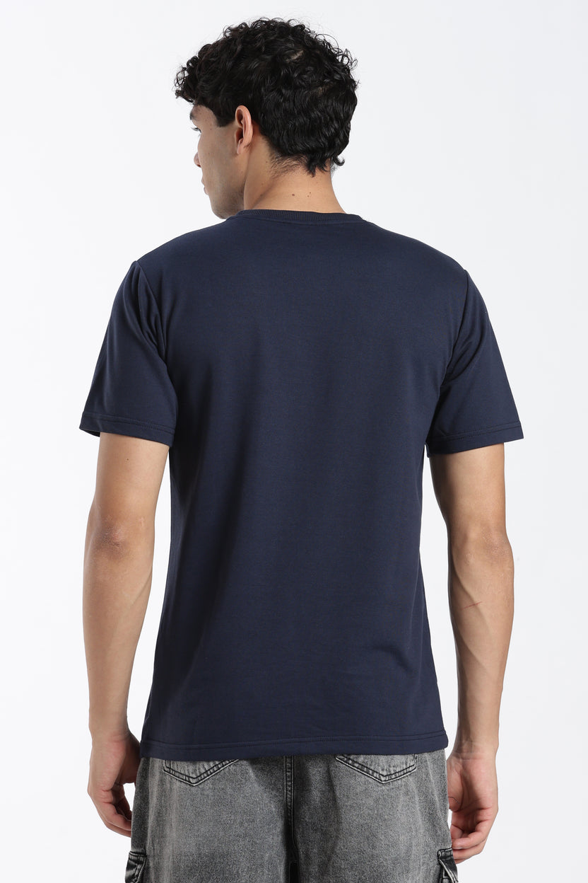 Navy Typographic Regular Fit T-Shirt for Men - Image 5