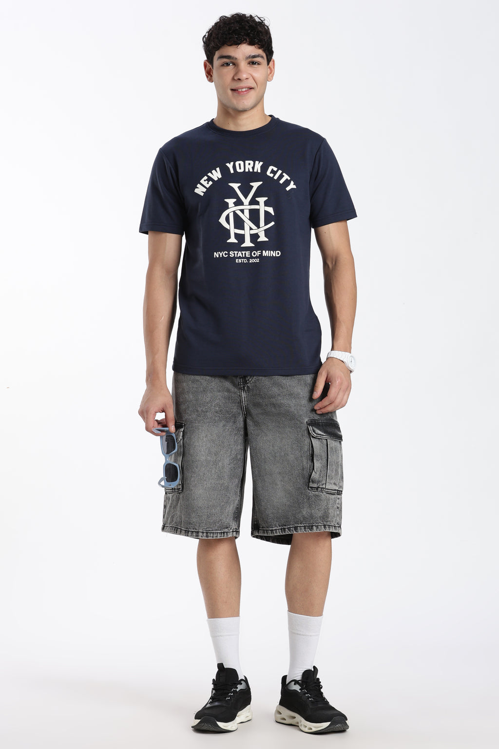 Navy Typographic Regular Fit T-Shirt for Men - Image 6