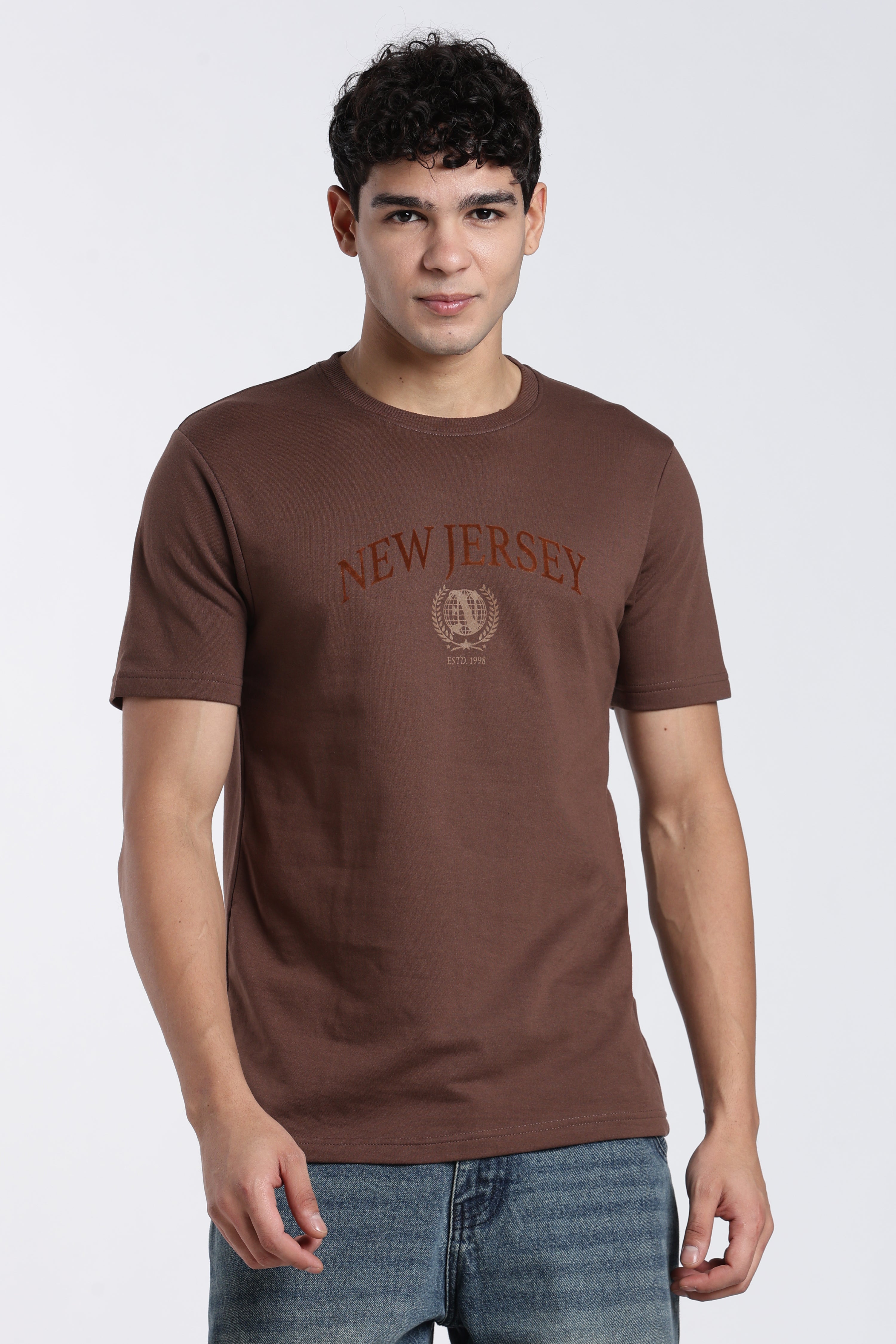 Brown Typographic Regular Fit T-Shirt for Men - Image 2