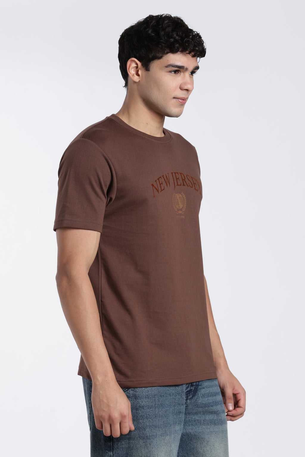 Brown Typographic Regular Fit T-Shirt for Men - Image 4