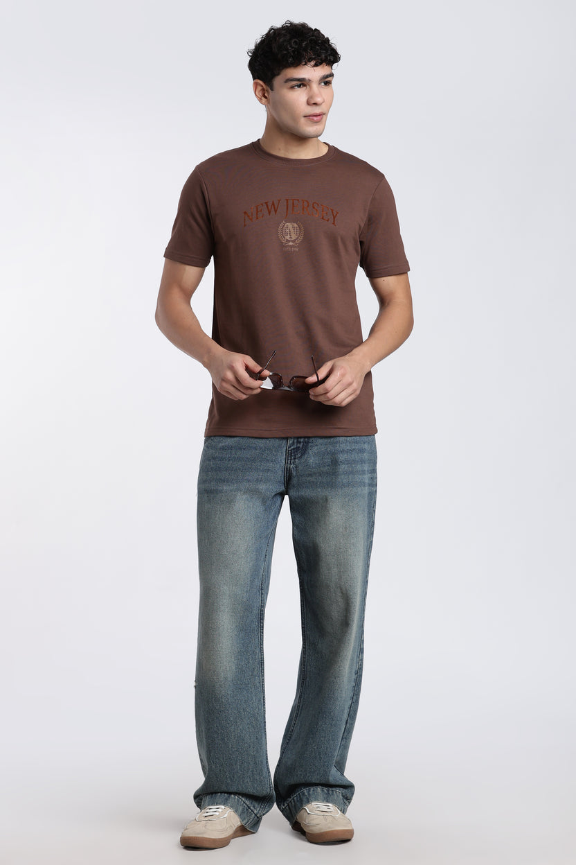 Brown Typographic Regular Fit T-Shirt for Men - Image 6