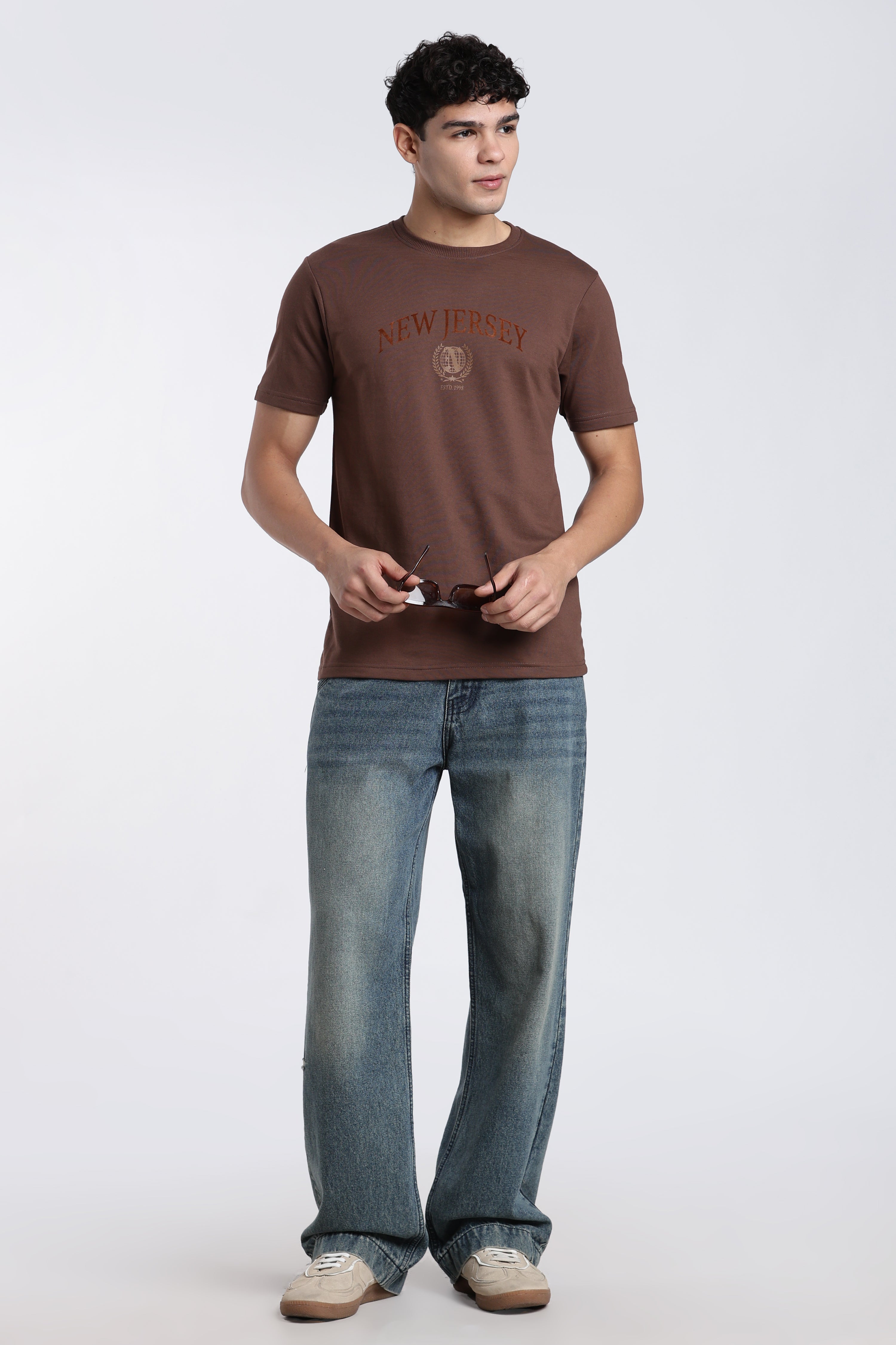Brown Typographic Regular Fit T-Shirt for Men - Image 6