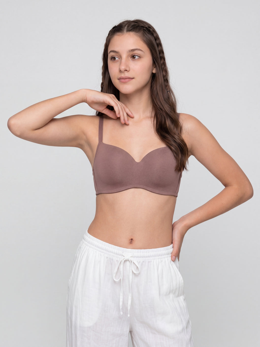 Brown Solid Regular Fit Bra for Women - Image 2