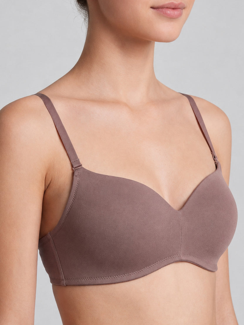Brown Solid Regular Fit Bra for Women - Image 7