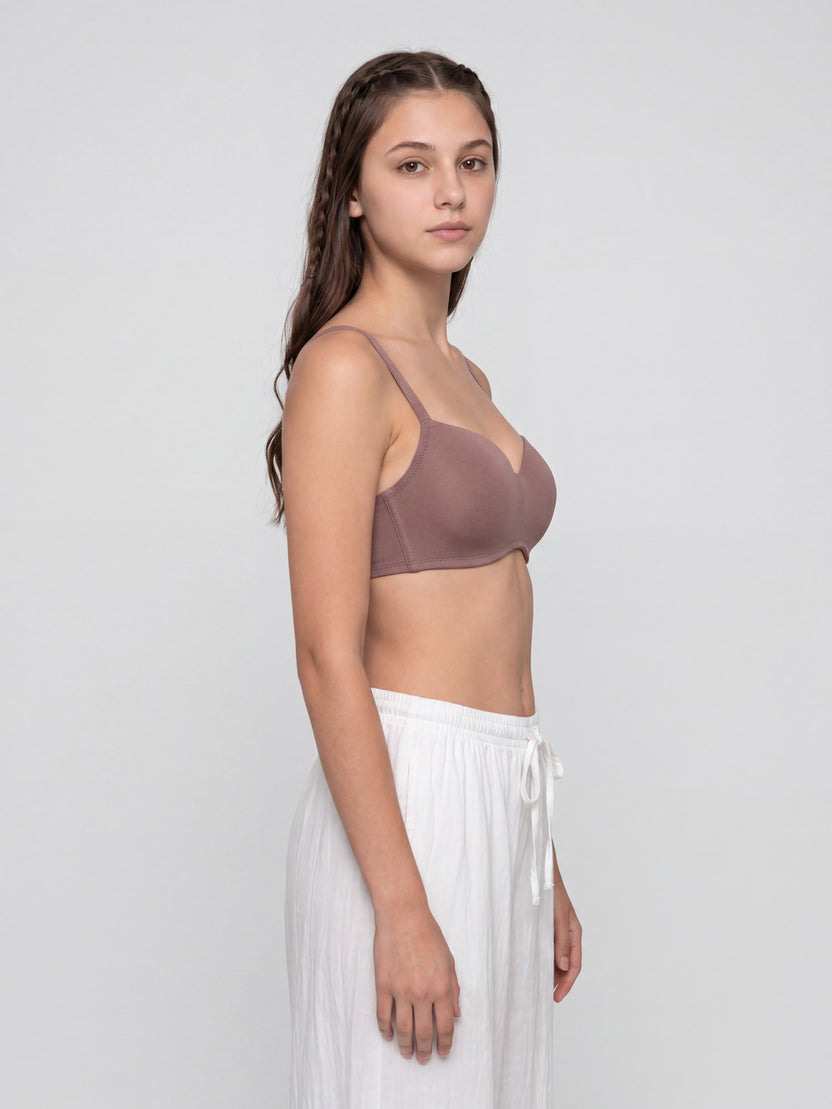 Brown Solid Regular Fit Bra for Women - Image 4