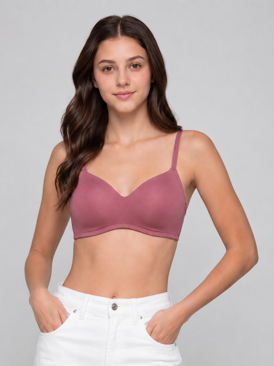 Mauve Seamless Everyday Comfort Bra for Women - Image 2