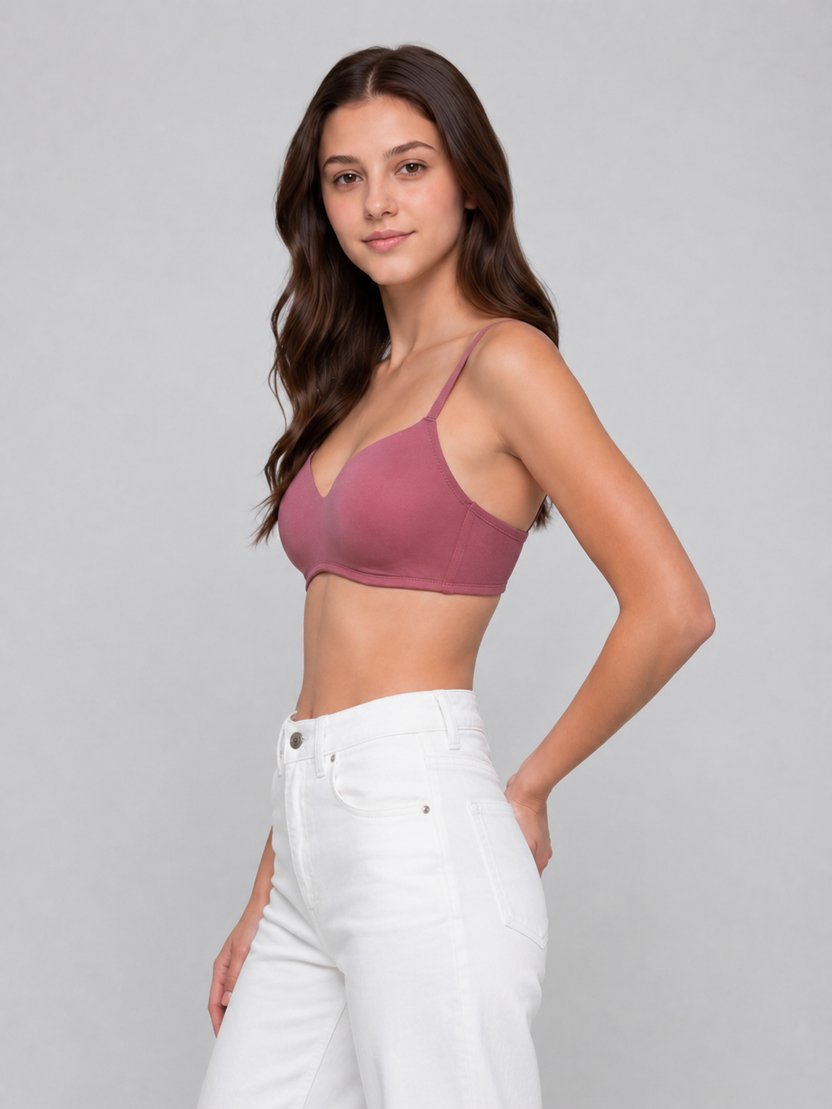 Mauve Seamless Everyday Comfort Bra For Women - Image 4