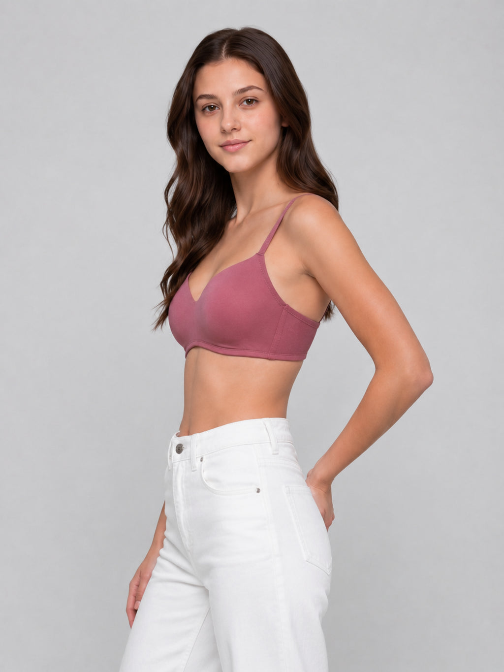 Mauve Seamless Everyday Comfort Bra for Women - Image 4