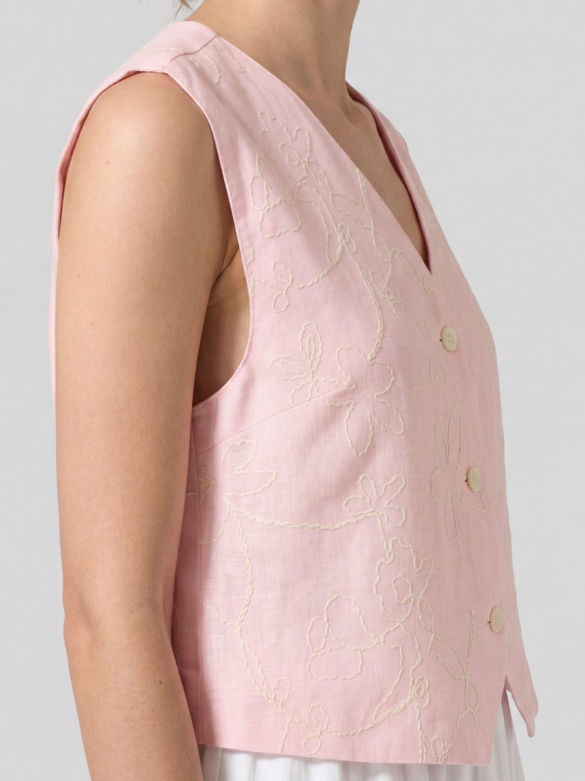 Pink Embroidered Regular Fit Top For Women - Image 7