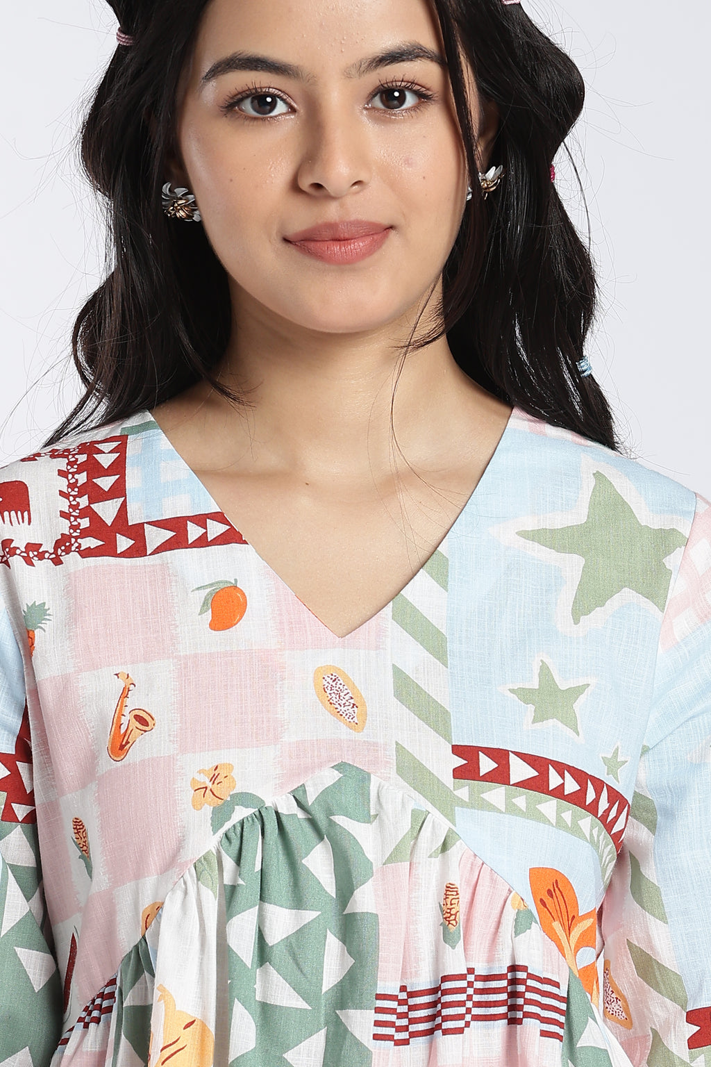 Pink Gathered Fit Dress for Women - Image 3