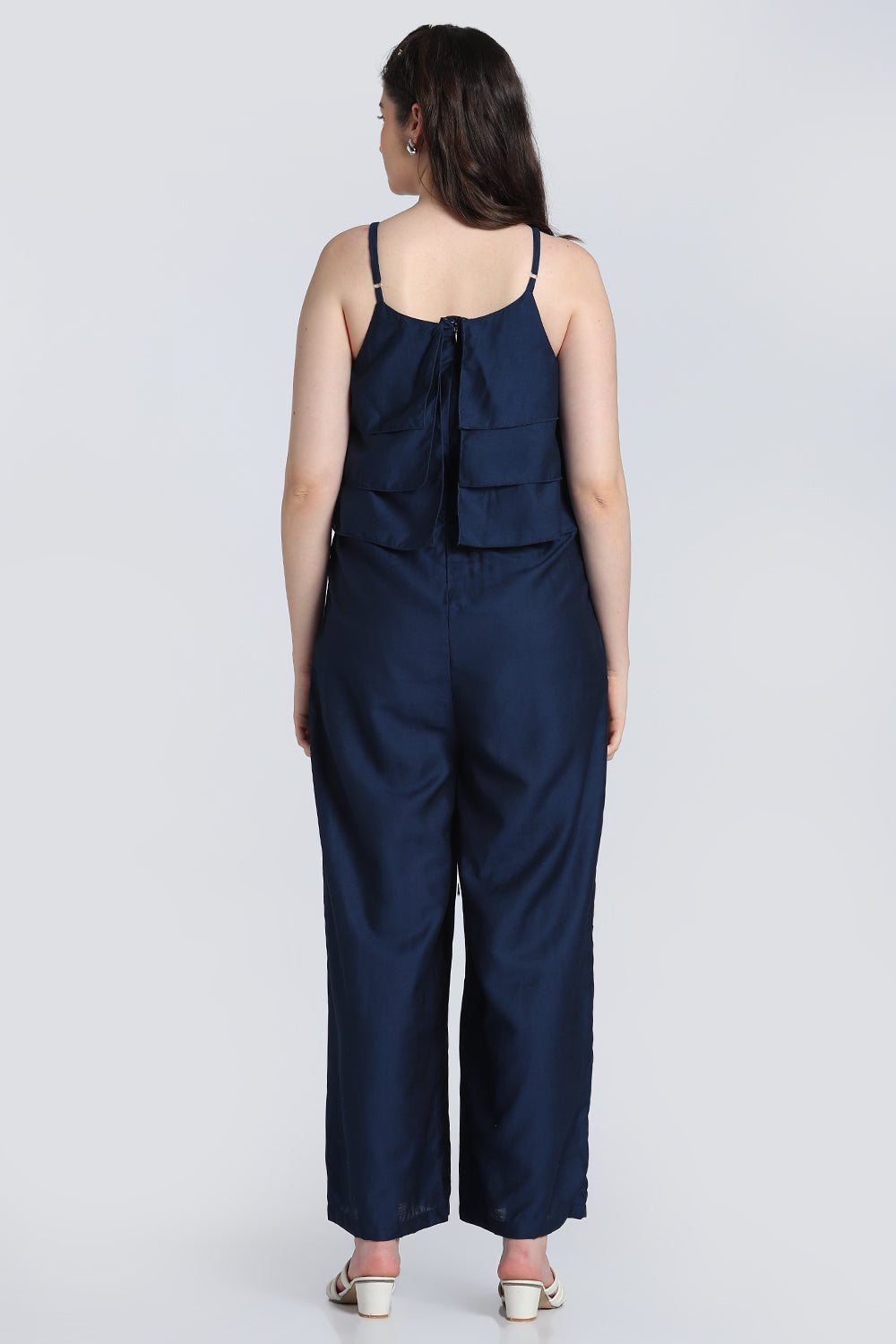 Navy Layered Wide Leg Fit Jumpsuit for Women - Image 5