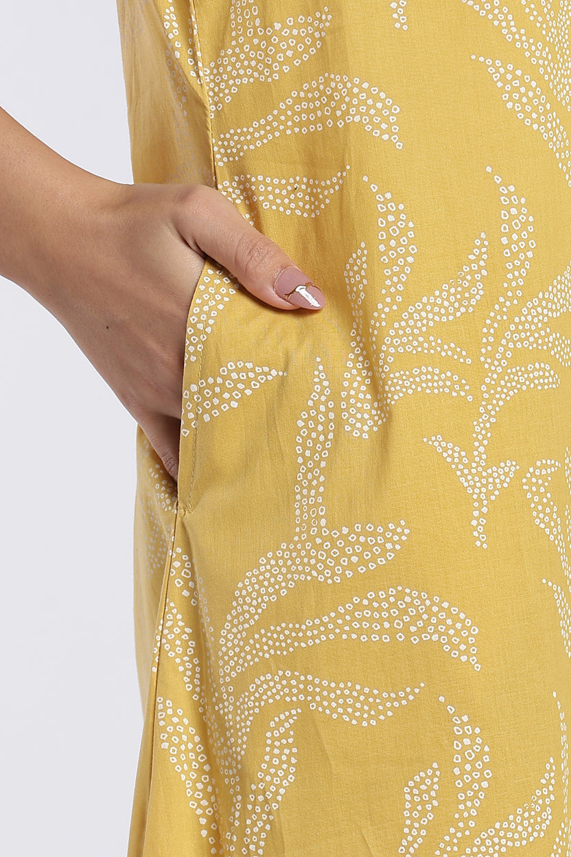 Mustard Floral Print Flared Co-Ord Set for Women - Image 3