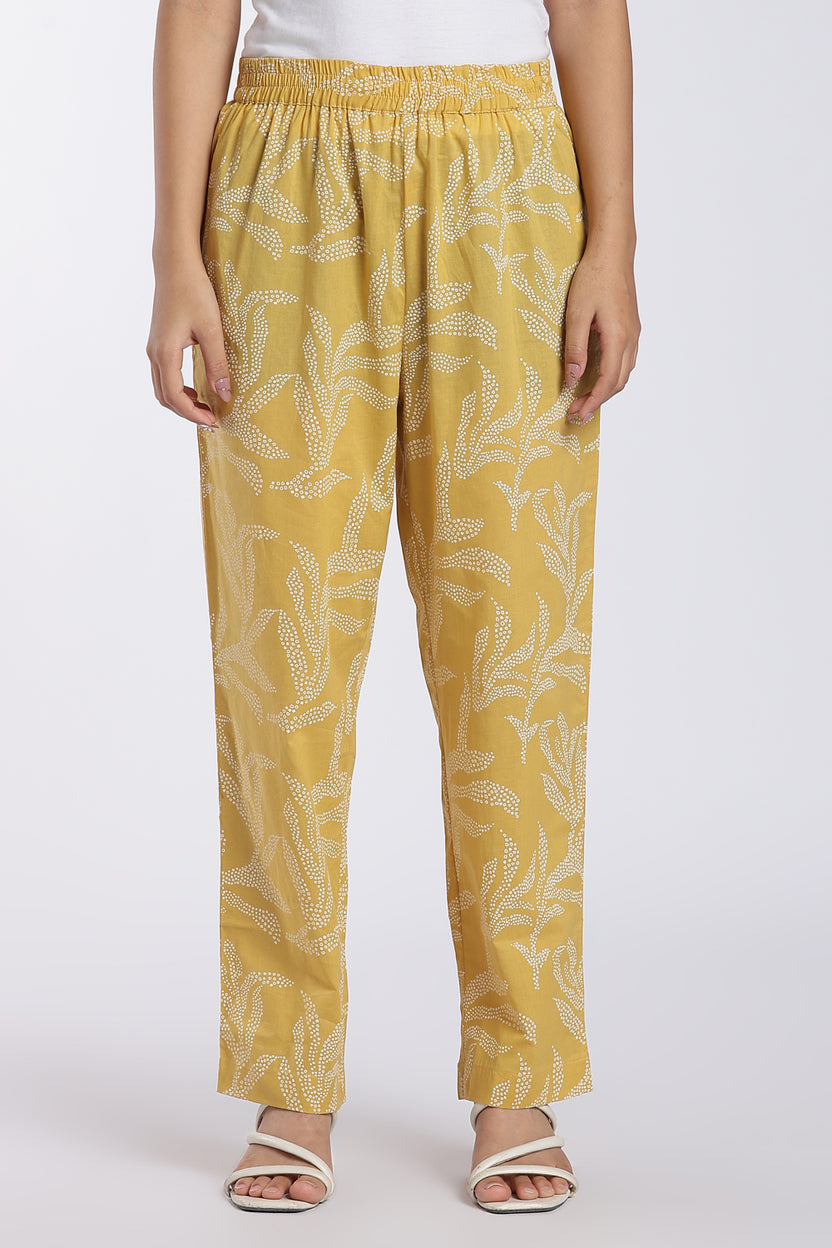 Mustard Floral Print Flared Co-Ord Set for Women - Image 4