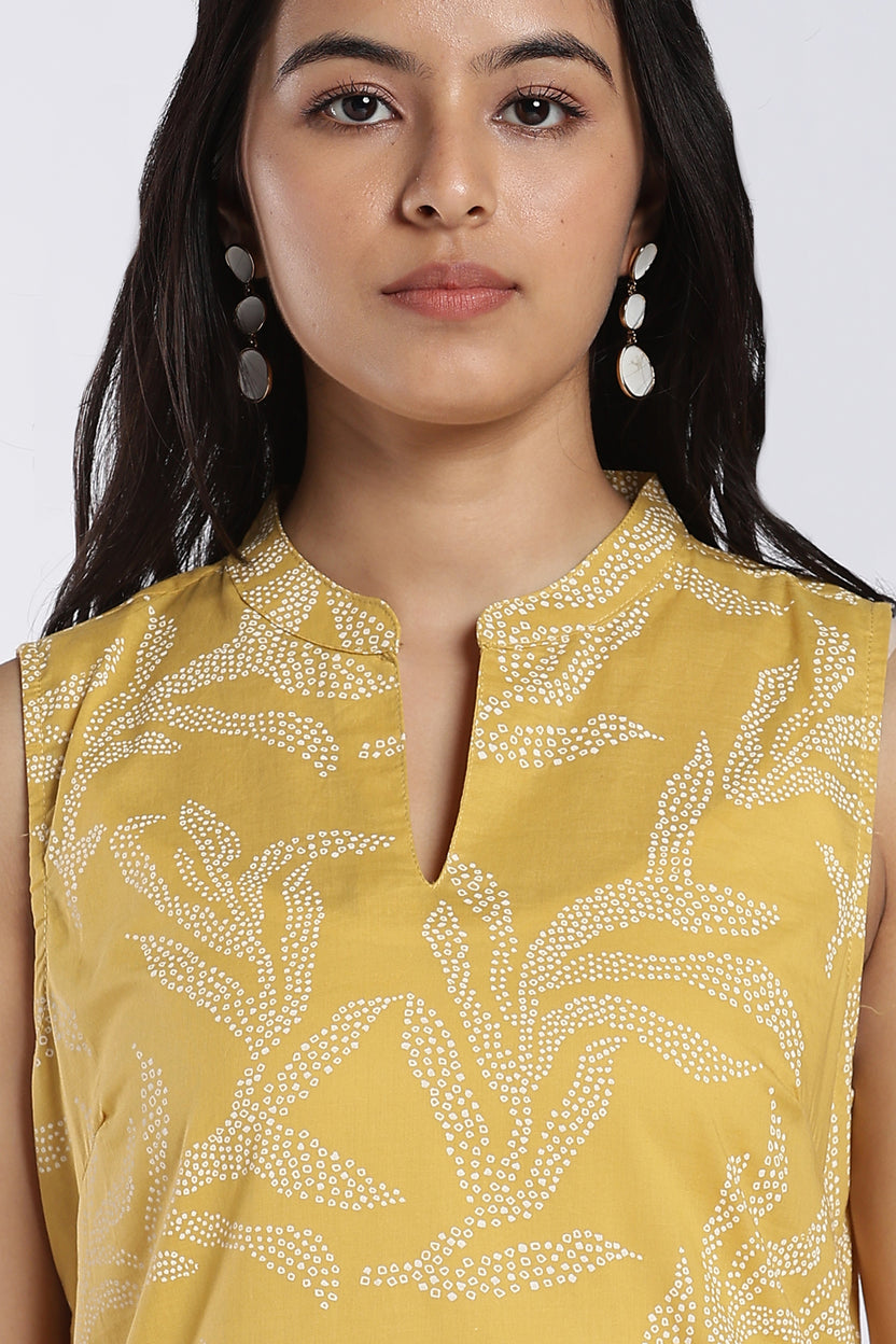 Mustard Floral Print Flared Co-Ord Set for Women - Image 7