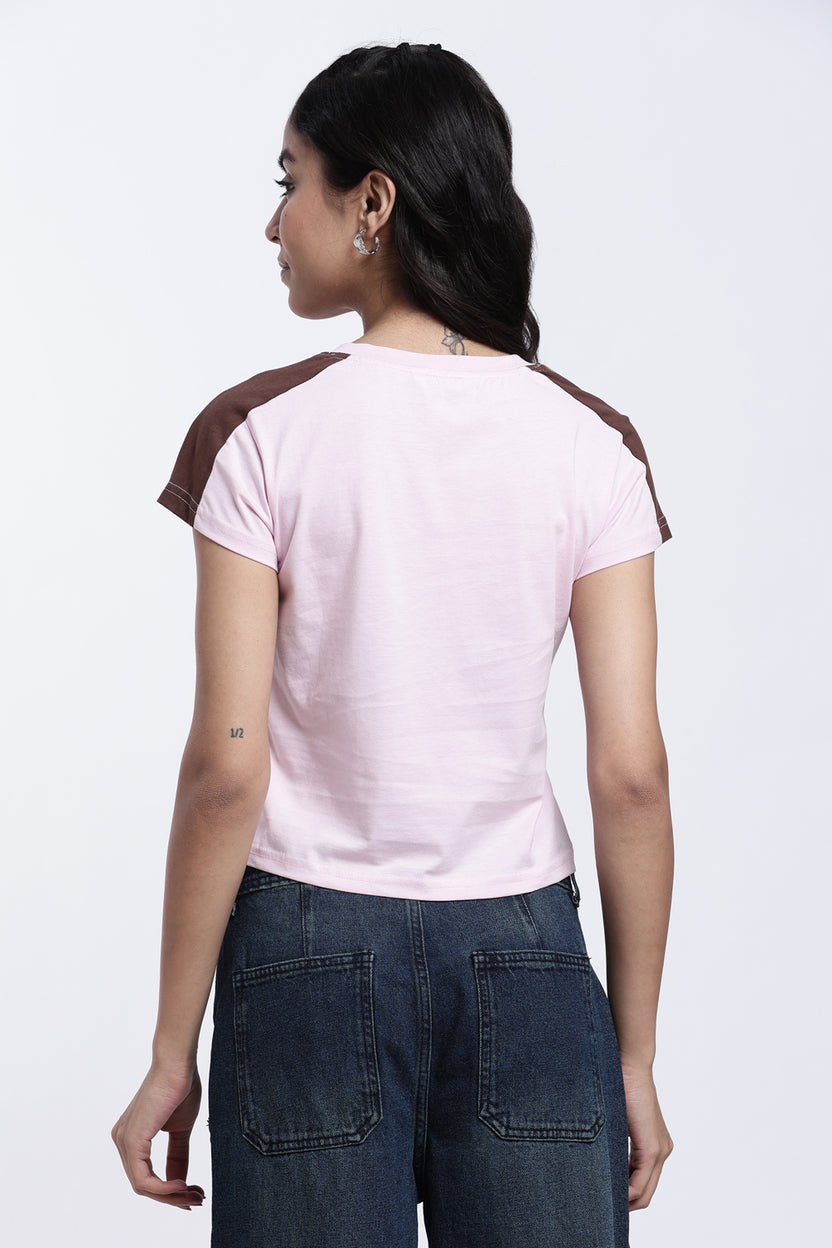 Pink Graphic Boxy Fit Crop T-Shirt for Women - Image 5