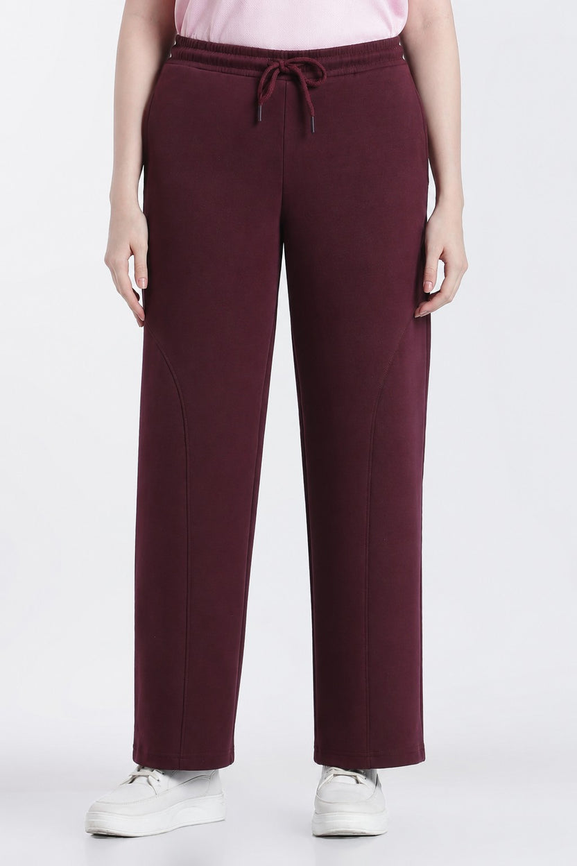 Maroon Wide Leg Fit Sweatpant With 2 Pocket for Women - Image 2