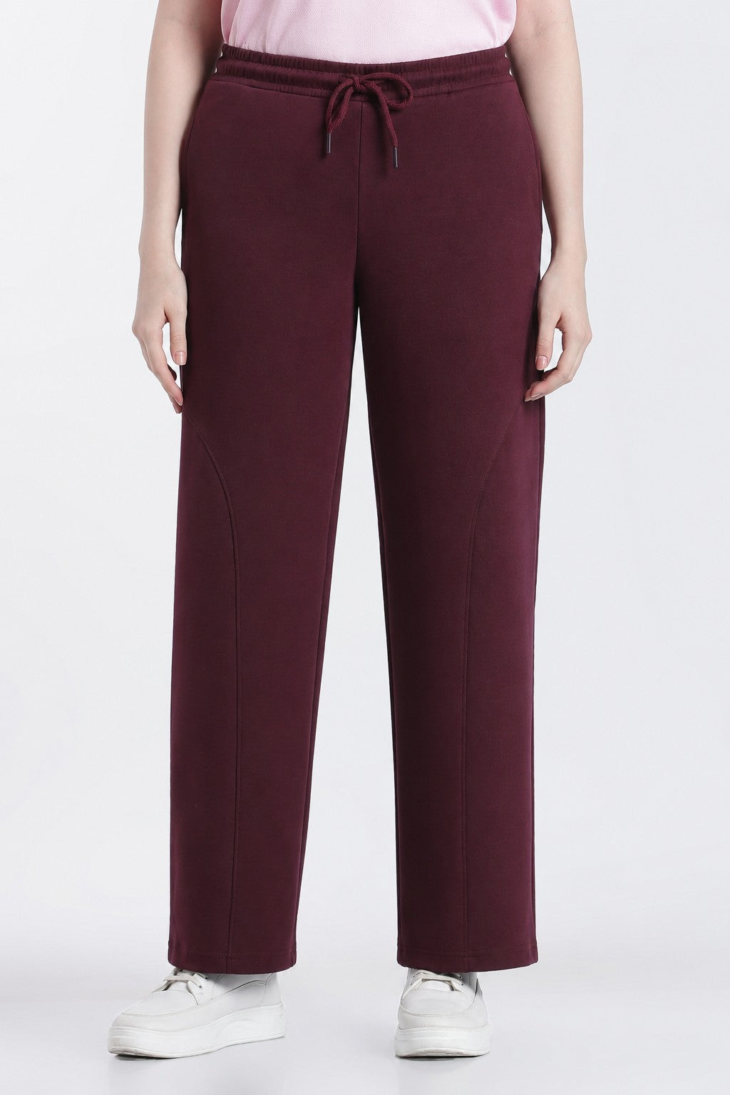 Maroon Wide Leg Fit Sweatpant With 2 Pocket for Women - Image 2