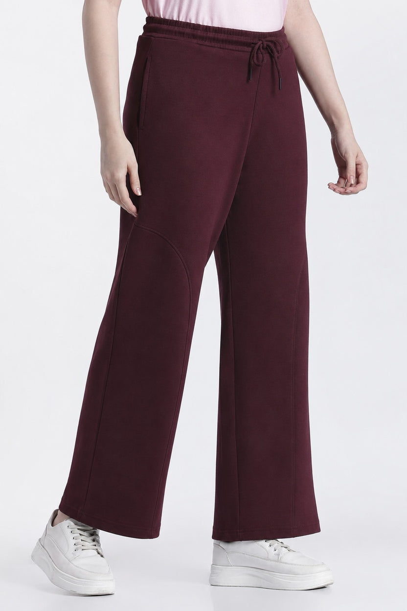 Maroon Wide Leg Fit Sweatpant With 2 Pocket for Women - Image 4