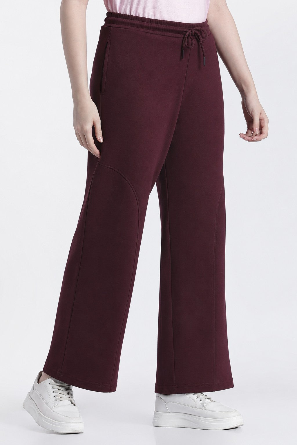 Maroon Wide Leg Fit Sweatpant With 2 Pocket for Women - Image 4