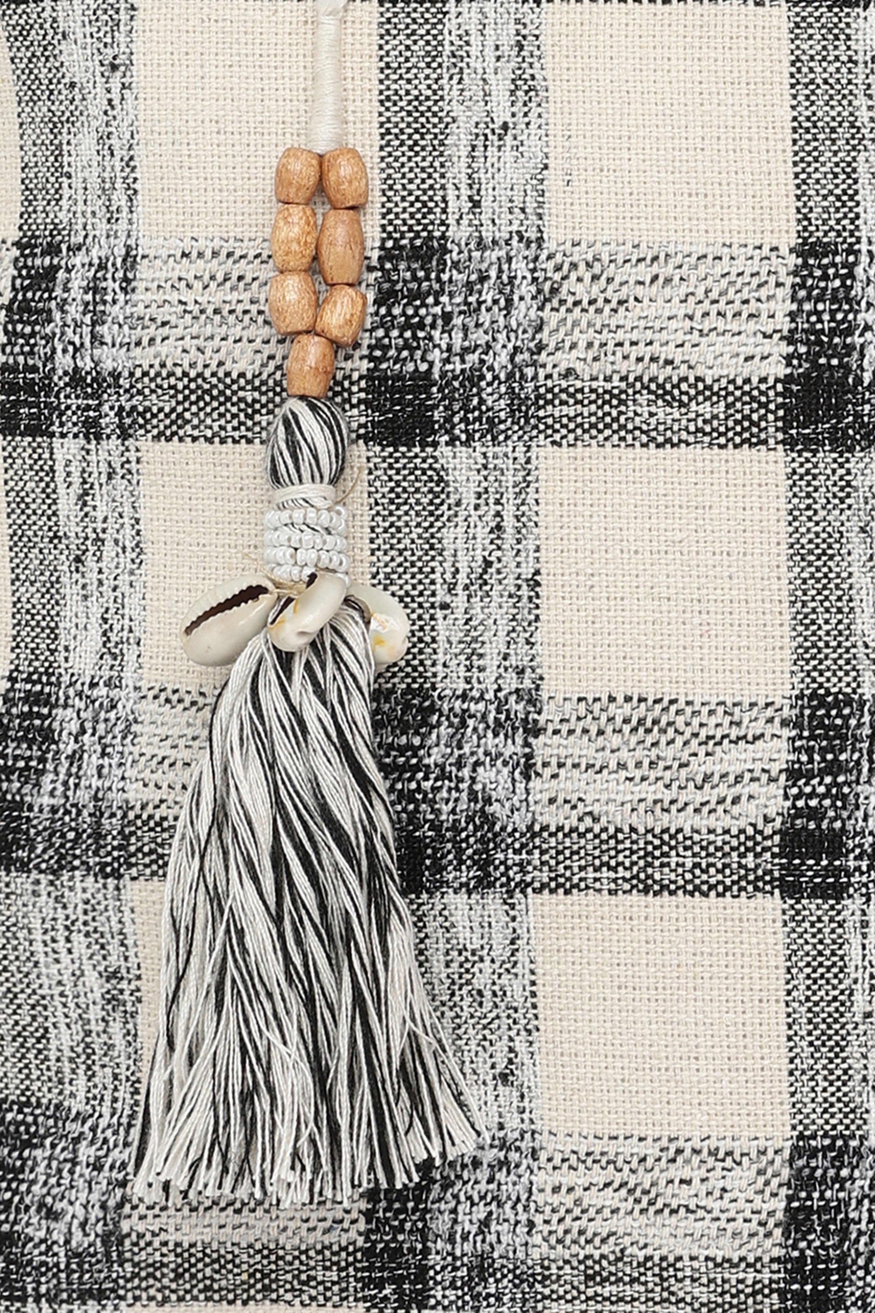 Beige Checked Tote Bags for Women - Image 5