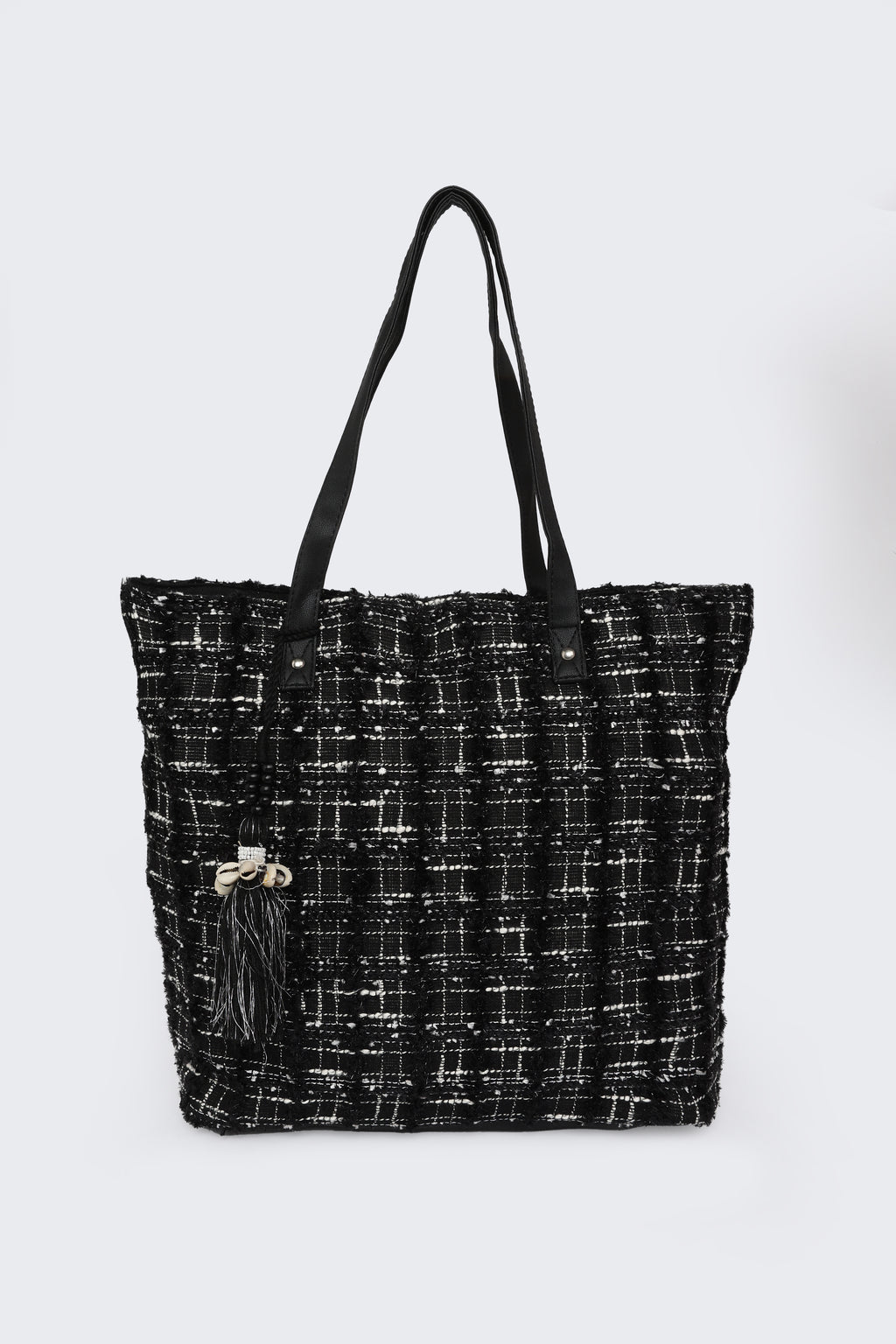 Black Self Design Tote Bags for Women - Image 2