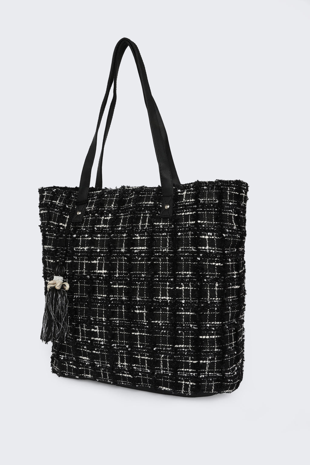 Black Self Design Tote Bags for Women - Image 4