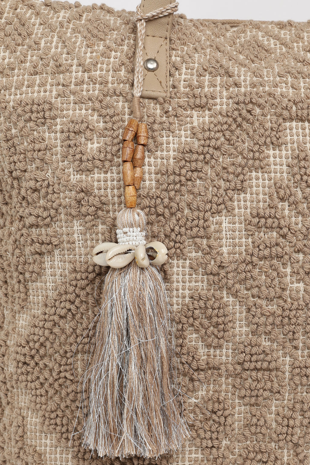 Beige Self Design Tote Bags for Women - Image 5