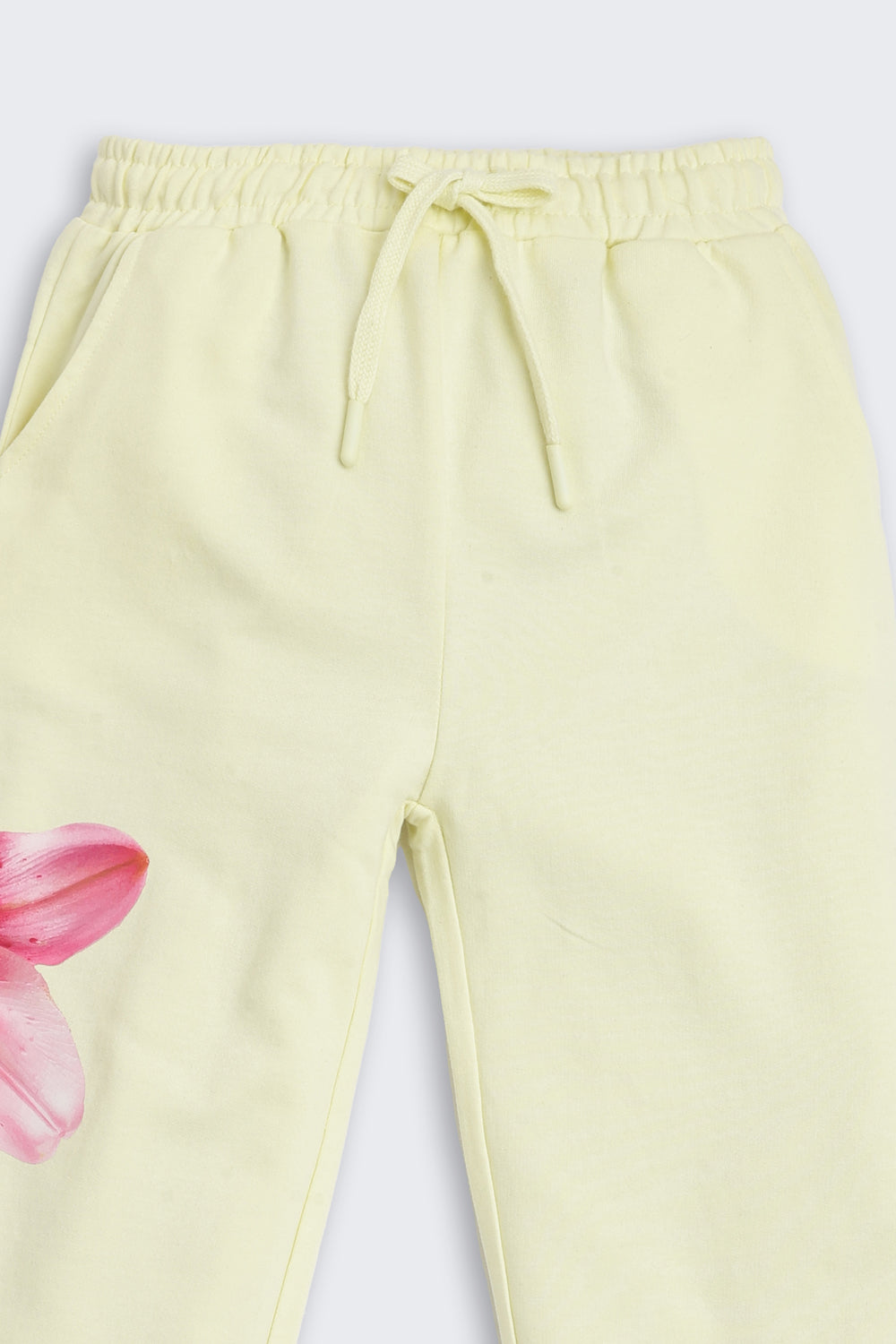 Yellow Floral Print  Regular Fit Joggers for Girls - Image 5