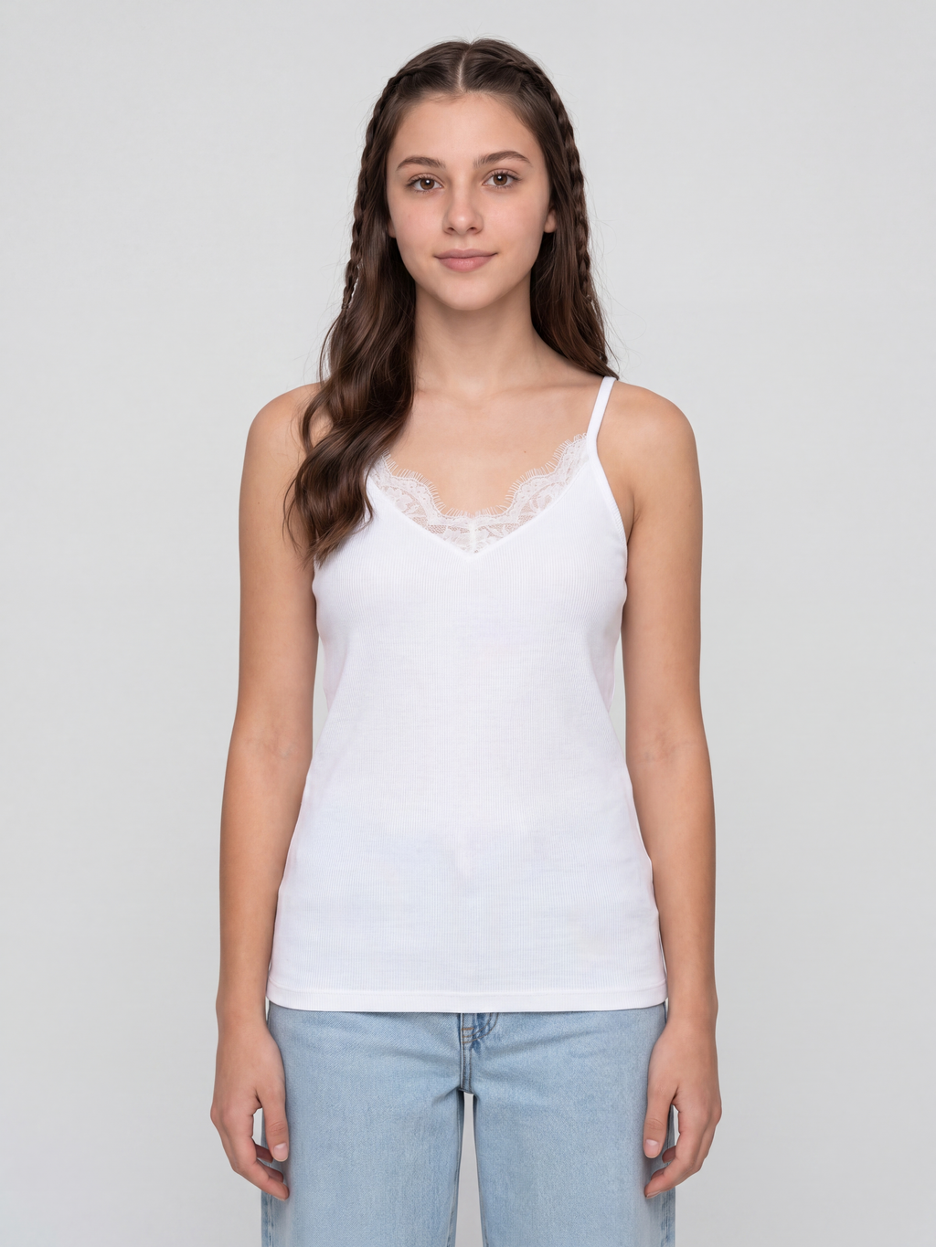 White Textured Regular Fit Camisole for Women - Image 2