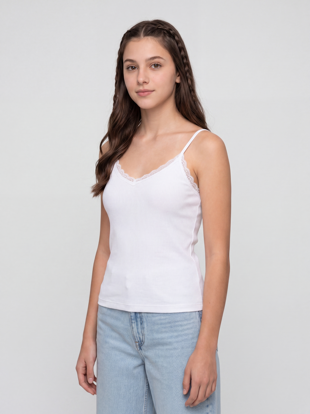 White Textured Regular Fit Camisole for Women - Image 4
