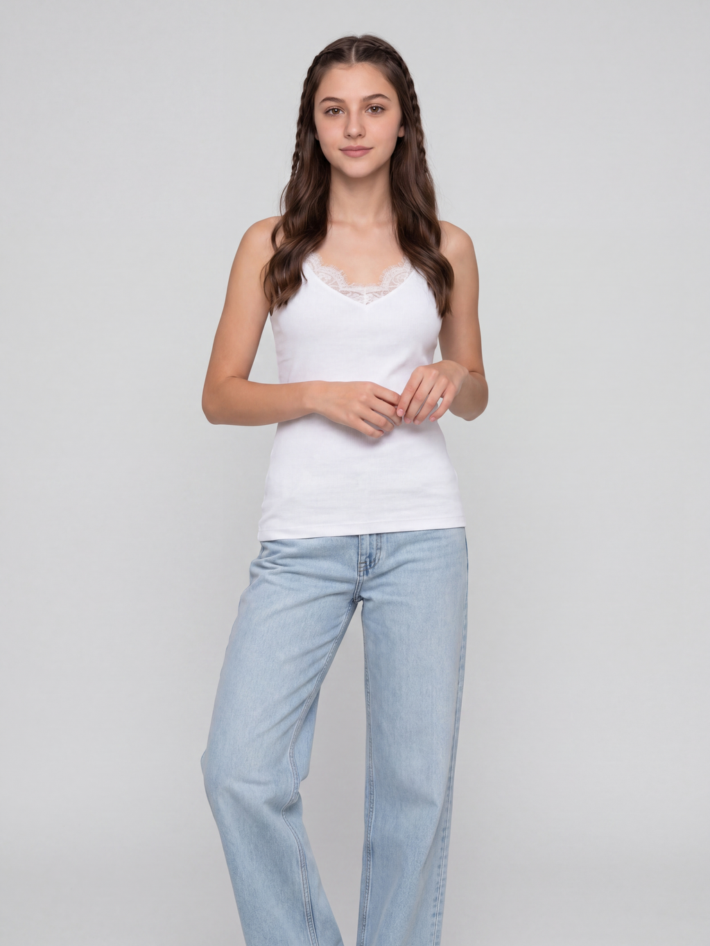 White Textured Regular Fit Camisole for Women - Image 6